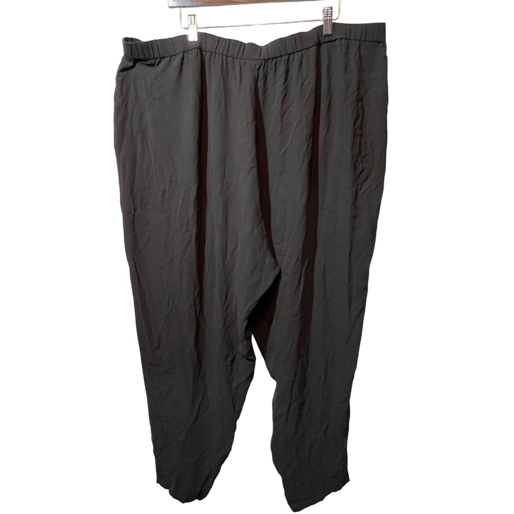 Eileen Fisher 3X Black Silk Pants Plus Size Elastic Waist Trousers‎ - Picture 2 of 14